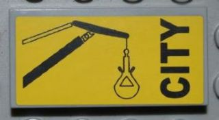 87079pb0051 - Tile 2 x 4 with Black 'CITY' and Crane Boom with Bucket Pattern (Sticker) - Set 4645
