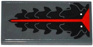 87079pb0188 - Tile 2 x 4 with Red and Black MechDragon Tongue Pattern (Sticker) - Set 70725