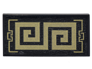 87079pb0441 - Tile 2 x 4 with Gold Geometric Border and Symbols Pattern (Sticker) - Set 70620