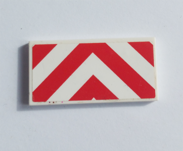 87079pb0617 - Tile 2 x 4 with Red and White Chevron Danger Stripes Pattern (Sticker) - Set 60110