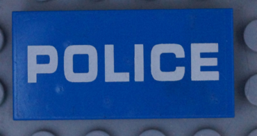 87079pb0682 - Tile 2 x 4 with White 'POLICE' Pattern on Transparent Background (Sticker) - Set 60174