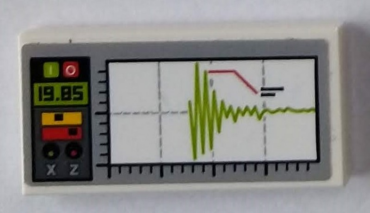 87079pb0712 - Tile 2 x 4 with Lime Graph, '19.85' and Controls on Light Bluish Gray Pattern (Sticker) - Set 60124
