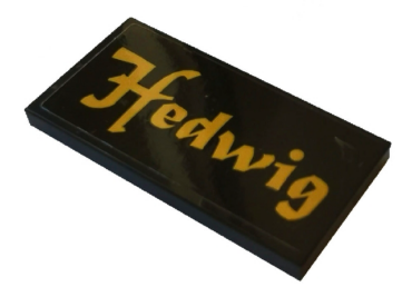 87079pb0721 - Tile 2 x 4 with Gold 'Hedwig' Pattern (Sticker) - Set 75979