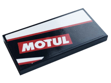 87079pb0844R - Tile 2 x 4 with White and Red Stripes and White 'MOTUL' Pattern Model Right Side (Sticker) - Set 76896