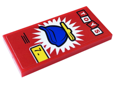 87079pb0896 - Tile 2 x 4 with 'TOYS', Number 7 and Blue Propeller Hat Pattern (Sticker) - Set 60233