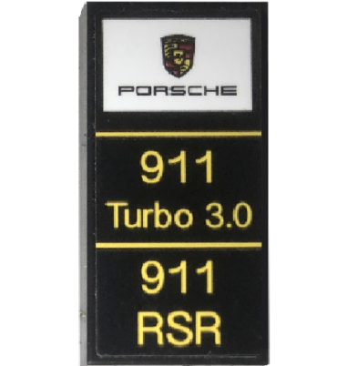 87079pb1151 - Tile 2 x 4 with Porsche Logo and Yellow '911 Turbo 3.0' and '911 RSR' Pattern (Sticker) - Set 75888