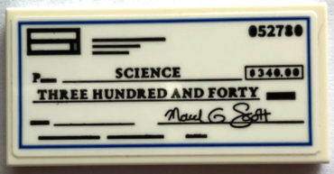 87079pb1268 - Tile 2 x 4 with 'SCIENCE THREE HUNDRED AND FORTY' Check Pattern (Sticker) - Set 21336