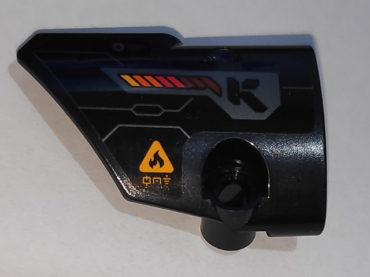 87080pb074 - Technic, Panel Fairing # 1 Small Smooth Short, Side A with Bright Light Orange Fire Warning Triangle, Letter K and Boost Lights Pattern (Sticker) - Set 70675