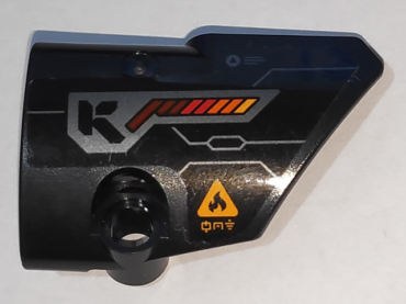 87086pb074 - Technic, Panel Fairing # 2 Small Smooth Short, Side B with Bright Light Orange Fire Warning Triangle, Letter K and Boost Lights Pattern (Sticker) - Set 70675