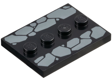 88646pb013 - Tile, Modified 3 x 4 with 4 Studs in Center with Dark Bluish Gray Cobblestones Pattern