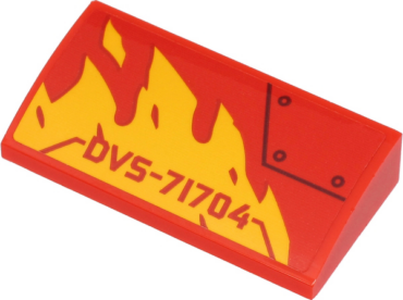 88930pb129R - Slope, Curved 2 x 4 x 2/3 with Bottom Tubes with 'DVS-71704', Yellow Flames and Black Line and Circles Pattern Model Right Side (Sticker) - Set 71704