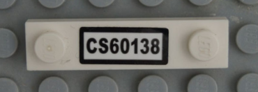 92593pb037 - Plate, Modified 1 x 4 with 2 Studs without Groove with 'CS60138' Pattern (Sticker) - Set 60138