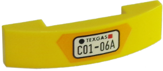 93273pb066 - Slope, Curved 4 x 1 x 2/3 Double with 'TEXGAS C01-06A' Pattern