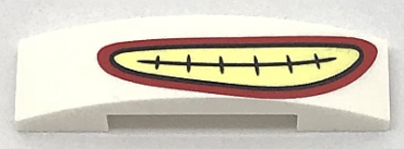 93273pb080 - Slope, Curved 4 x 1 x 2/3 Double with Red and Yellow Smile Pattern