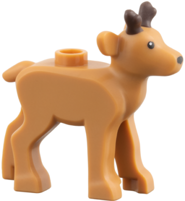 114662pb01 - Deer, Young with Dark Brown Antlers, Black Eyes and Nose Pattern (Fawn / Calf / Reindeer)