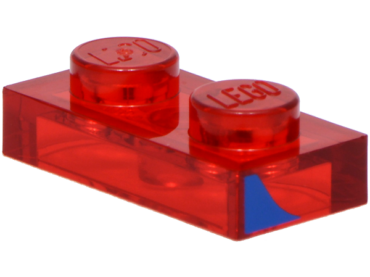 3023pb15R - Plate 1 x 2 with Blue Curved Stripe Pattern Model Right Side