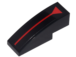 50950pb106 - Slope, Curved 3 x 1 with Red Line and Triangle Pattern (Sticker) - Sets 70905 / 70907 / 70917