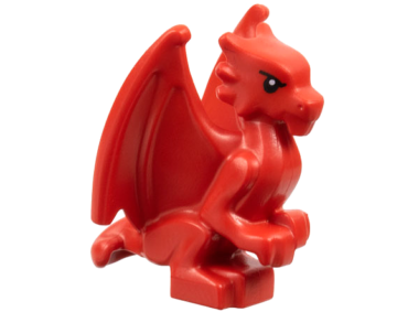 5829pb01 - Dragon, Baby, Perched with Folded Wings with Black Eyes and Eyebrows Pattern