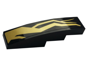 61678pb132L - Slope, Curved 4 x 1 with Gold Lightning Energy Pattern Model Left Side (Sticker) - Set 70666