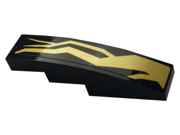 61678pb132R - Slope, Curved 4 x 1 with Gold Lightning Energy Pattern Model Right Side (Sticker) - Set 70666