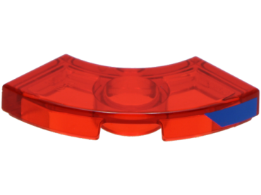 7836pb002R - Tile, Round Corner 2 x 2 Macaroni with Bottom Stud Holder with Blue Trapezoid Pattern Model Right Side