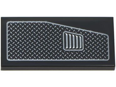 87079pb1703L - Tile 2 x 4 with Dark Silver and Silver Tread Plate and Air Vent Pattern Model Left Side