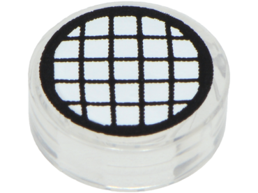 98138pb481 - Tile, Round 1 x 1 with Black Grid on White Background Pattern