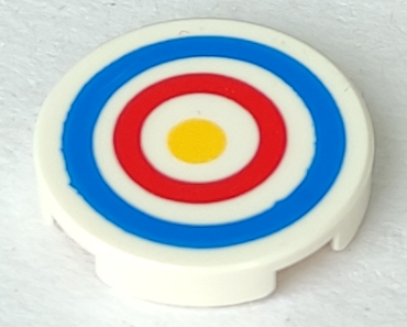 14769pb0086 - Tile, Round 2 x 2 with Bottom Stud Holder with Blue and Red Circles and Yellow Dot Archery Target Pattern