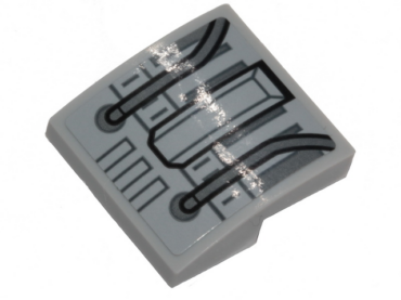 15068pb219 - Slope, Curved 2 x 2 x 2/3 with SW Millennium Dark Bluish Gray Wires and Panels Pattern (Sticker) - Set 75257