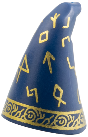 17349pb05 - Minifigure, Headgear Hat, Cone Drooping, Wizard with Gold Stripe and Runes Pattern