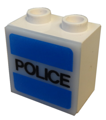 2383c07 - Electric, Light 1 1/8 x 2 x 1 2/3 Cabinet with Lamp Holes (Sign Back) with Milky White Electric, Light 2 x 2 Clip-On Plate with 'POLICE' Pattern (2383 / 2384pb07)