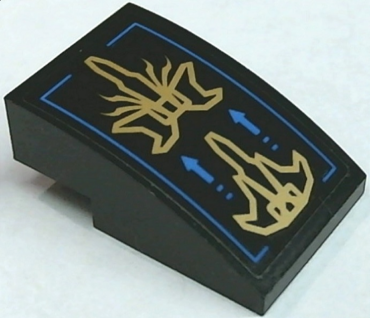24309pb035 - Slope, Curved 3 x 2 with Gold Jet and Blue Arrows and Border Pattern (Sticker) - Set 70668