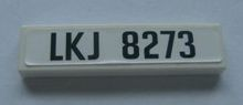 2431pb0096 - Tile 1 x 4 with Black 'LKJ 8273' on White Background Pattern (Sticker) - Set 8273