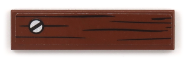 2431pb0741 - Tile 1 x 4 with Wood Grain and Silver Slotted Screw Pattern (Sticker) - Set 70655