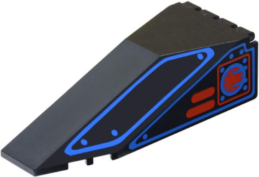 2507pb04 - Windscreen 10 x 4 x 2 1/3 Canopy with Blue Outlines and Red Square Pattern