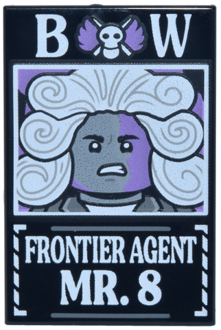 26603pb631 - Tile 2 x 3 with Dossier with White 'BW Frontier Agent Mr. 8' Pattern