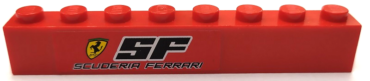 3008pb138L - Brick 1 x 8 with Ferrari Logo, 'SF' and 'SCUDERIA FERRARI' Pattern Model Left (Sticker) - Sets 8153 / 8155
