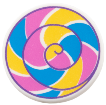 30261pb066 - Road Sign 2 x 2 Round with Clip with Dark Azure, Dark Pink, Bright Light Orange Striped Spiral Pattern