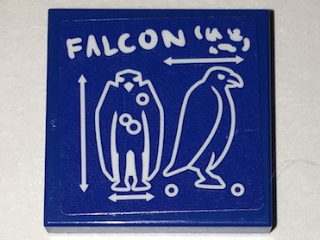 3068pb1024 - Tile 2 x 2 with Bird Blueprint and 'FALCON' Pattern (Sticker) - Set 70594