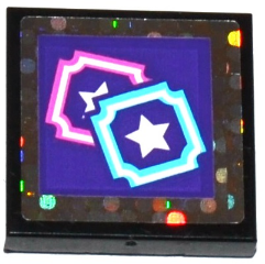 3068pb1056 - Tile 2 x 2 with 2 Star Tickets on Dark Purple Background Pattern (Sticker) - Set 41130