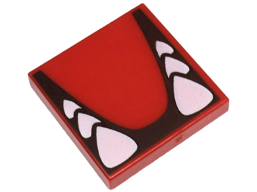 3068pb1437 - Tile 2 x 2 with Sharp White Teeth in Black Gums Pattern (Super Mario Bowser Lower Jaw)