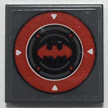 3068pb1679 - Tile 2 x 2 with Red Batman Logo Inside Red Circle with 4 White Arrows Pattern (Sticker) - Set 70917