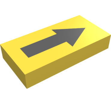 3069p12 - Tile 1 x 2 with Black Arrow Long Pattern