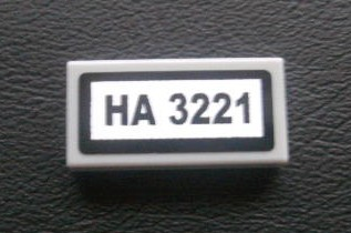 3069pb0128 - Tile 1 x 2 with 'HA 3221' Pattern (Sticker) - Set 3221