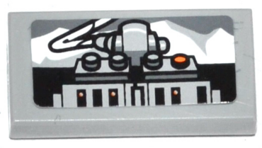 3069pb0325 - Tile 1 x 2 with Winch Controls and White Mountains Pattern (Sticker) - Set 75049