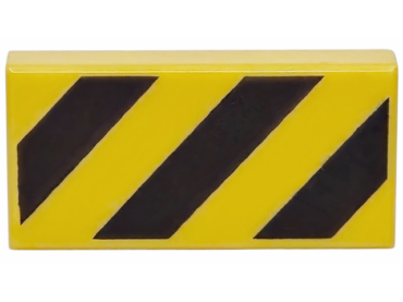 3069pb0436 - Tile 1 x 2 with Black and Yellow Danger Stripes (Large Yellow Corners) Pattern