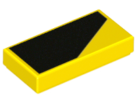 3069pb0461L - Tile 1 x 2 with Black Thick Stripe on Yellow Background Pattern Model Left Side