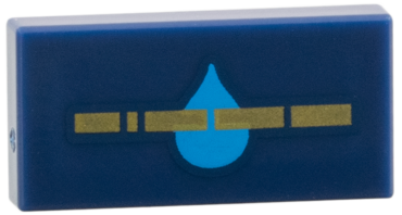 3069pb1529 - Tile 1 x 2 with Gold Stripe, Dark Azure Droplet Pattern