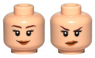 3626pb0482 - Minifigure, Head Dual Sided Female Smile / Annoyed Pattern