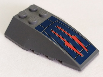 43712pb015 - Wedge 6 x 4 Triple Curved with Red Arrows on Dark Blue Background Pattern (Sticker) - Set 8016